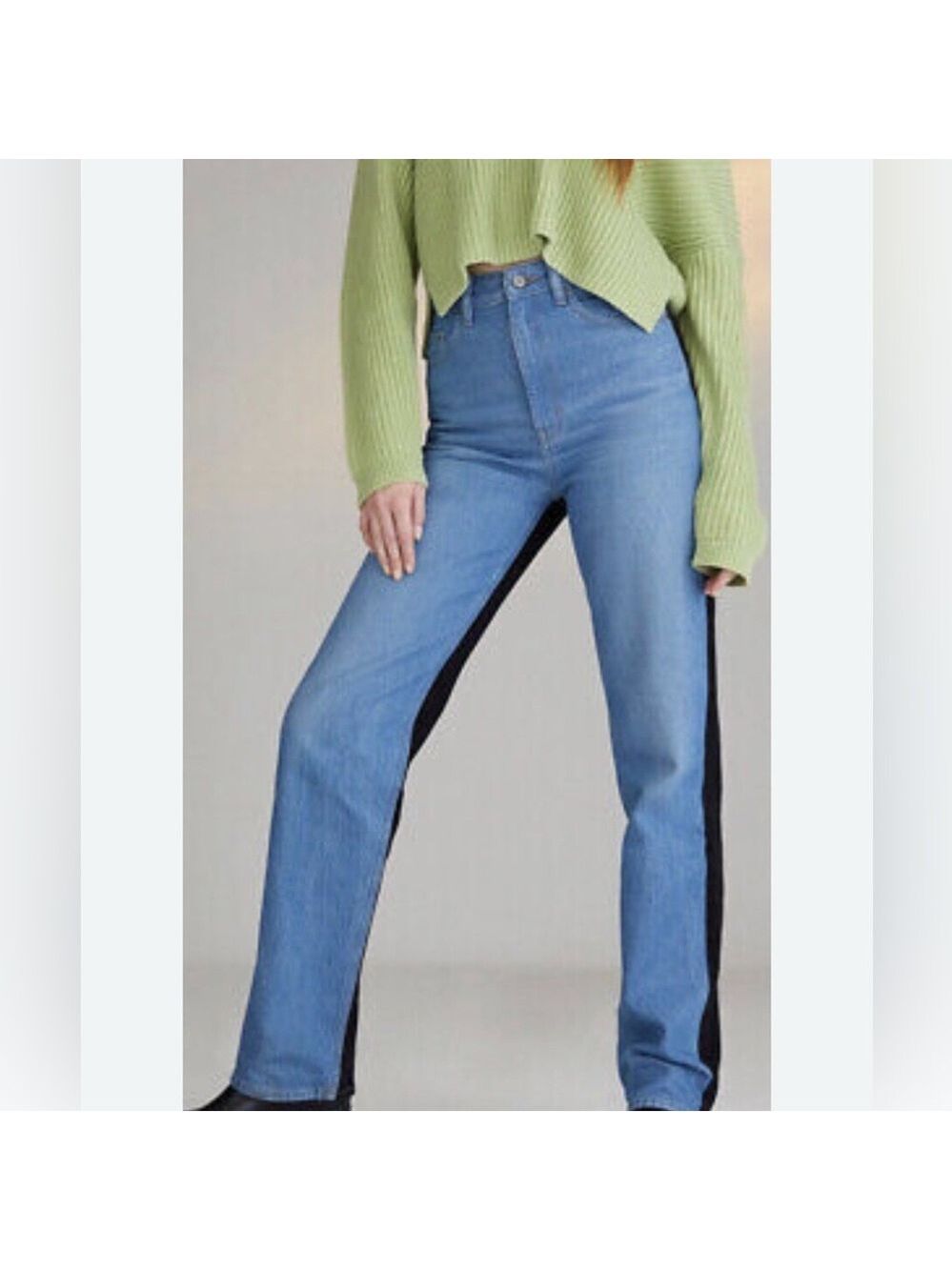 PacSun nwt High Rise 90s boyfriend two toned colorblock blue and black jeans 24